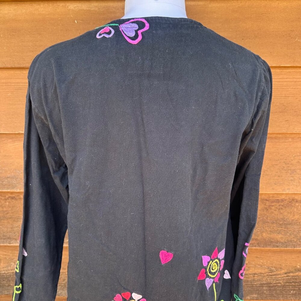 VIntage Michael Simon Lite Embroidered Black Button Down Floral Shirt Size S - Picture 10 of 10